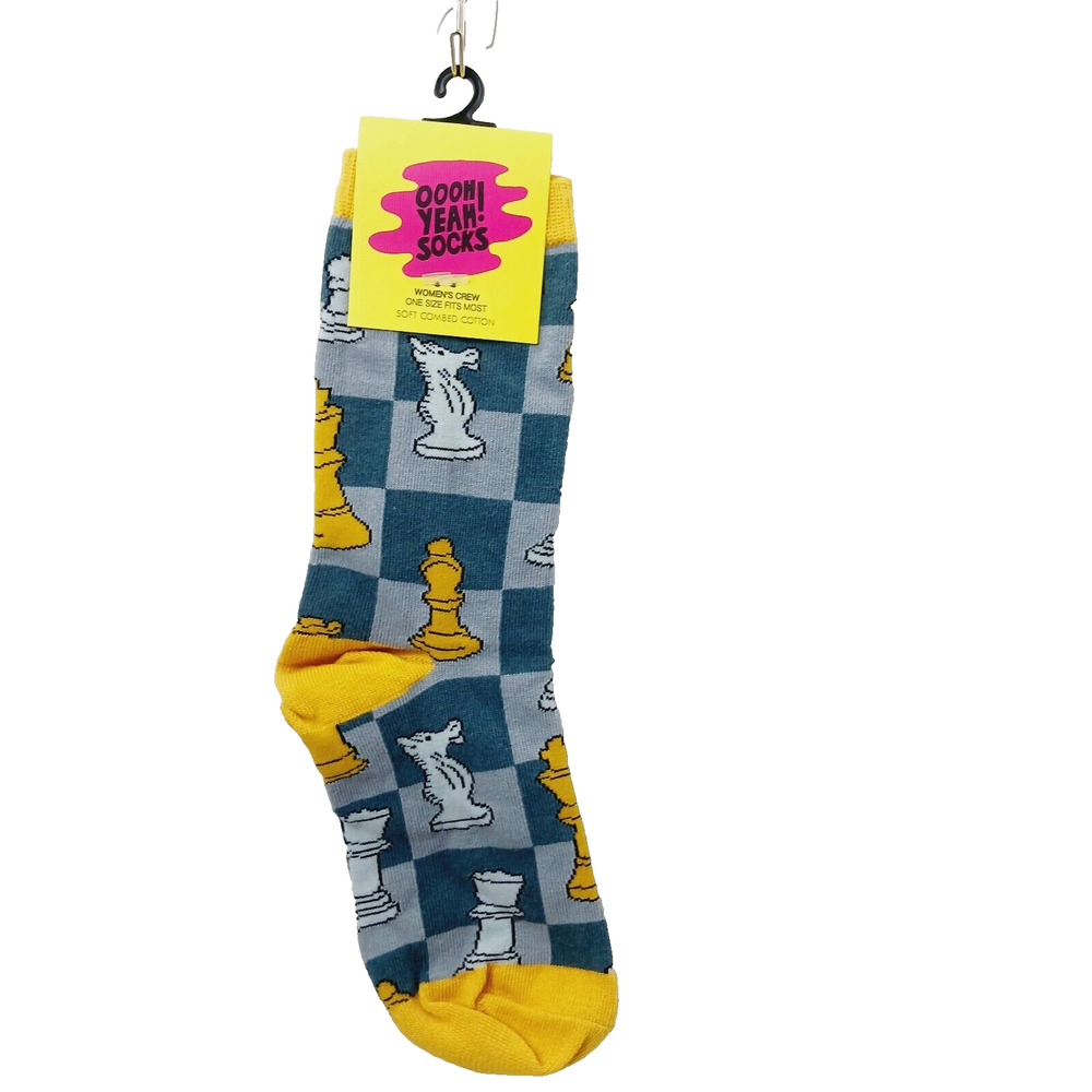 Women Boy Sock OOOH GEEZ! Chess Play Game Board Set Knight Pawn Castle NWT NEW